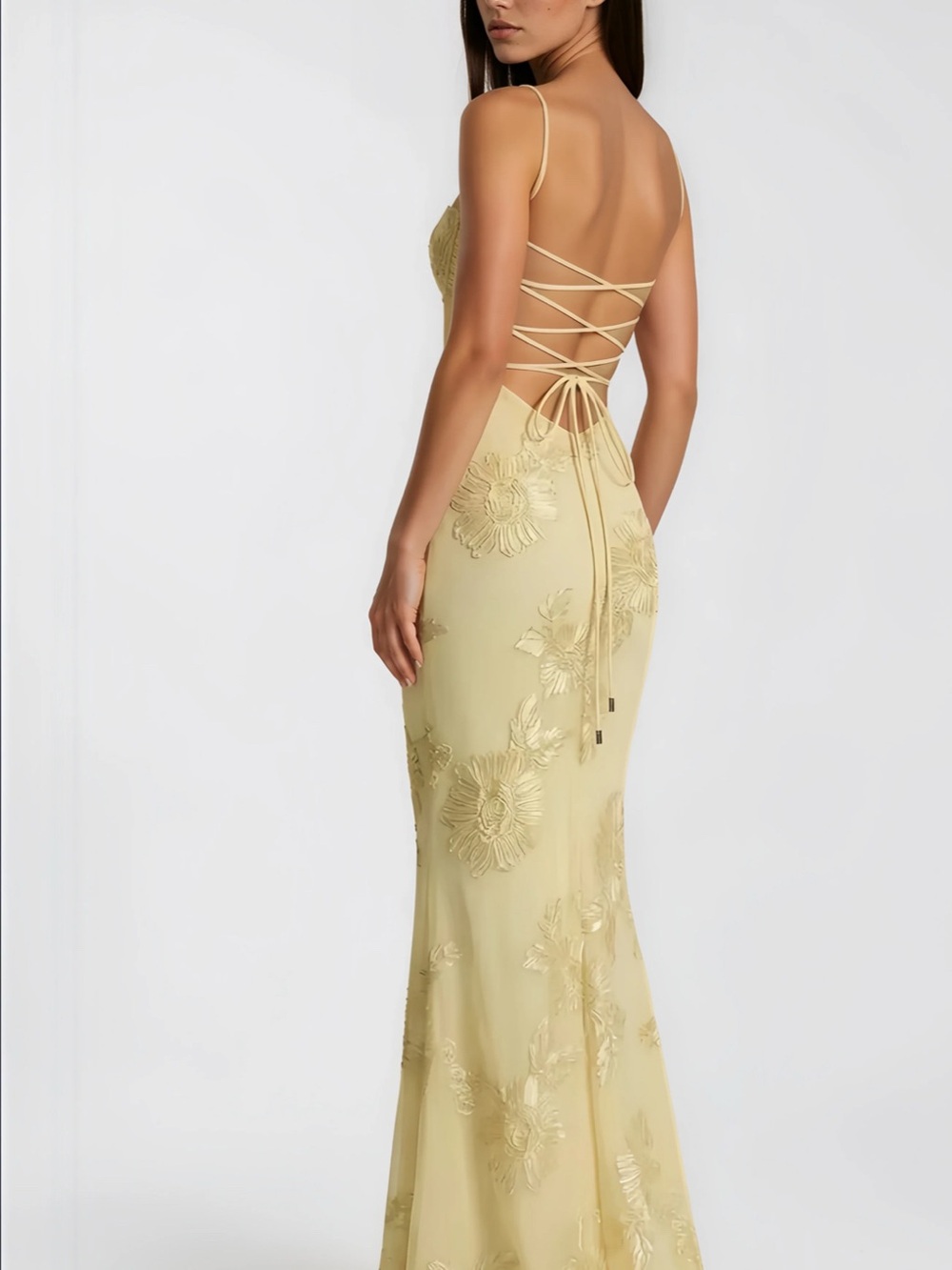 Miss Rosier Sleeveless Yellow Floral Embroidered Maxi Dress - Picture 2 of 8